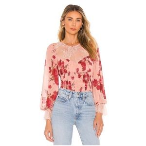 Free People women’s blouse Daphne Blouse / Romantic Barbie small NWT